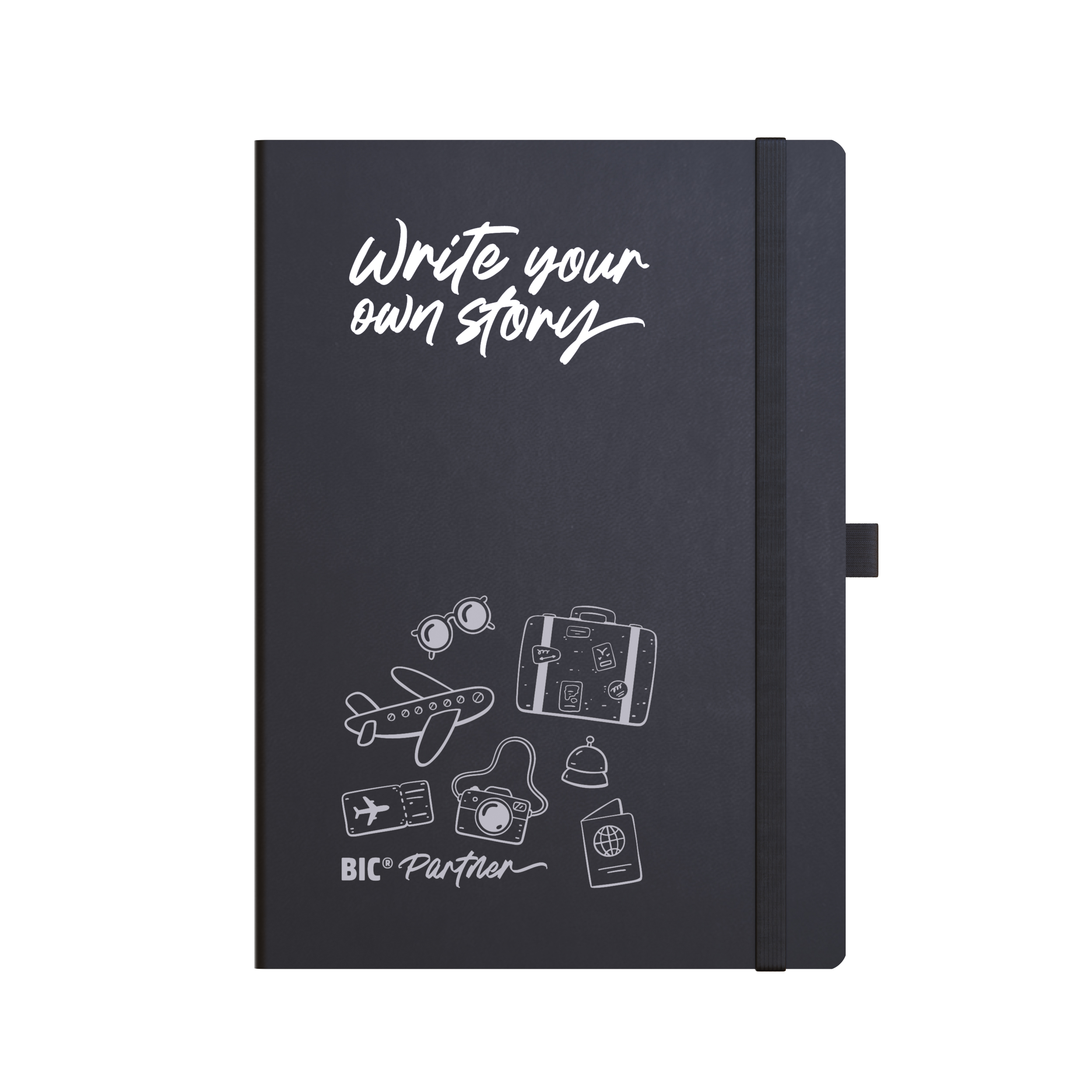 Bic® Partner A5 Flex Cover — La libreta BIC® Partner A5 Flex Cover con páginas rayadas tiene una tapa flexible y resistente, del tamaño perfecto para que puedas llevarla cómodamente a cualquier parte. Es una compañera de viaje fiable, ideal para escribir, plasmar pensamientos y tomar notas. Todas las libretas BIC están fabricadas en Italia con papel certificado FSC.